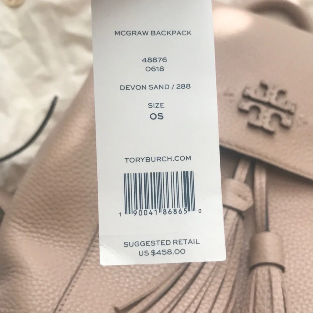 Tory Burch Blush Pink Leather Mini Backpack with Tassels